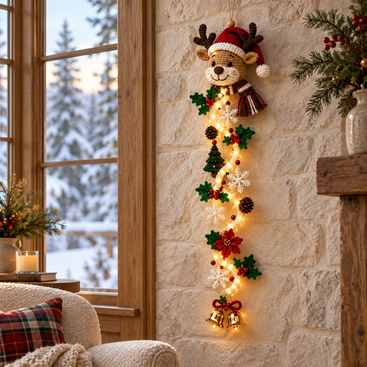 Glowing Christmas Door Hanger | 6 Festive Lighted Designs with Warm Glow, Dimensional Details & Space-Saving Vertical Décor