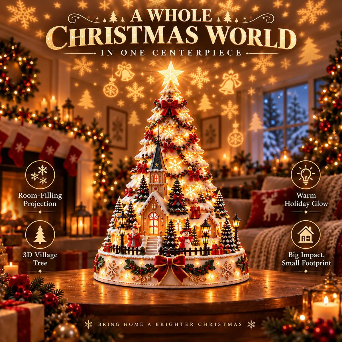 🎄Christmas Village Projection Centerpiece