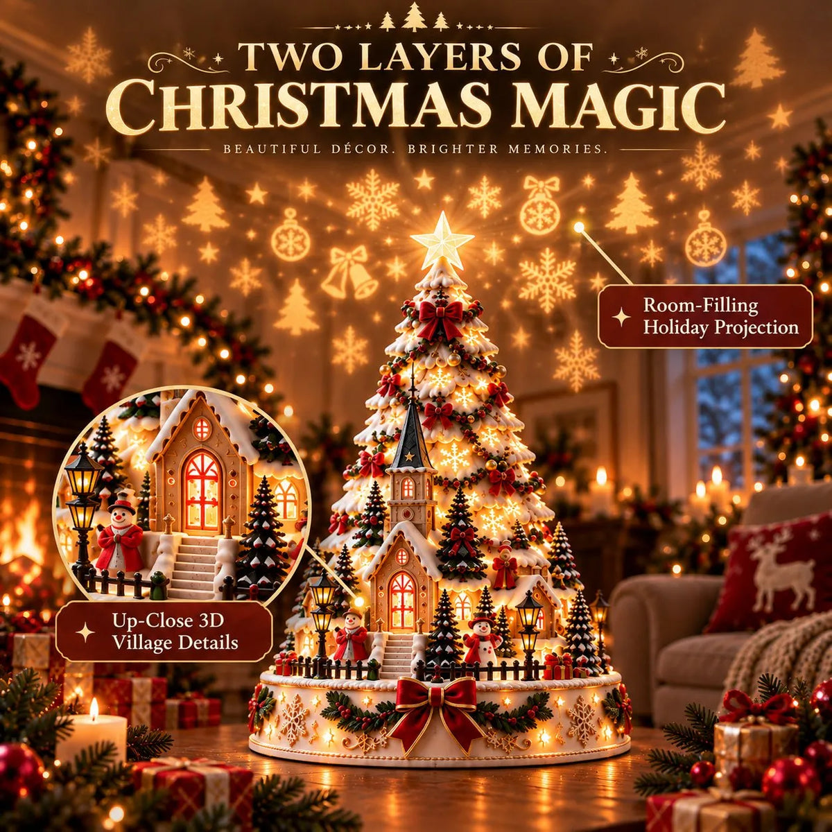 🎄Christmas Village Projection Centerpiece