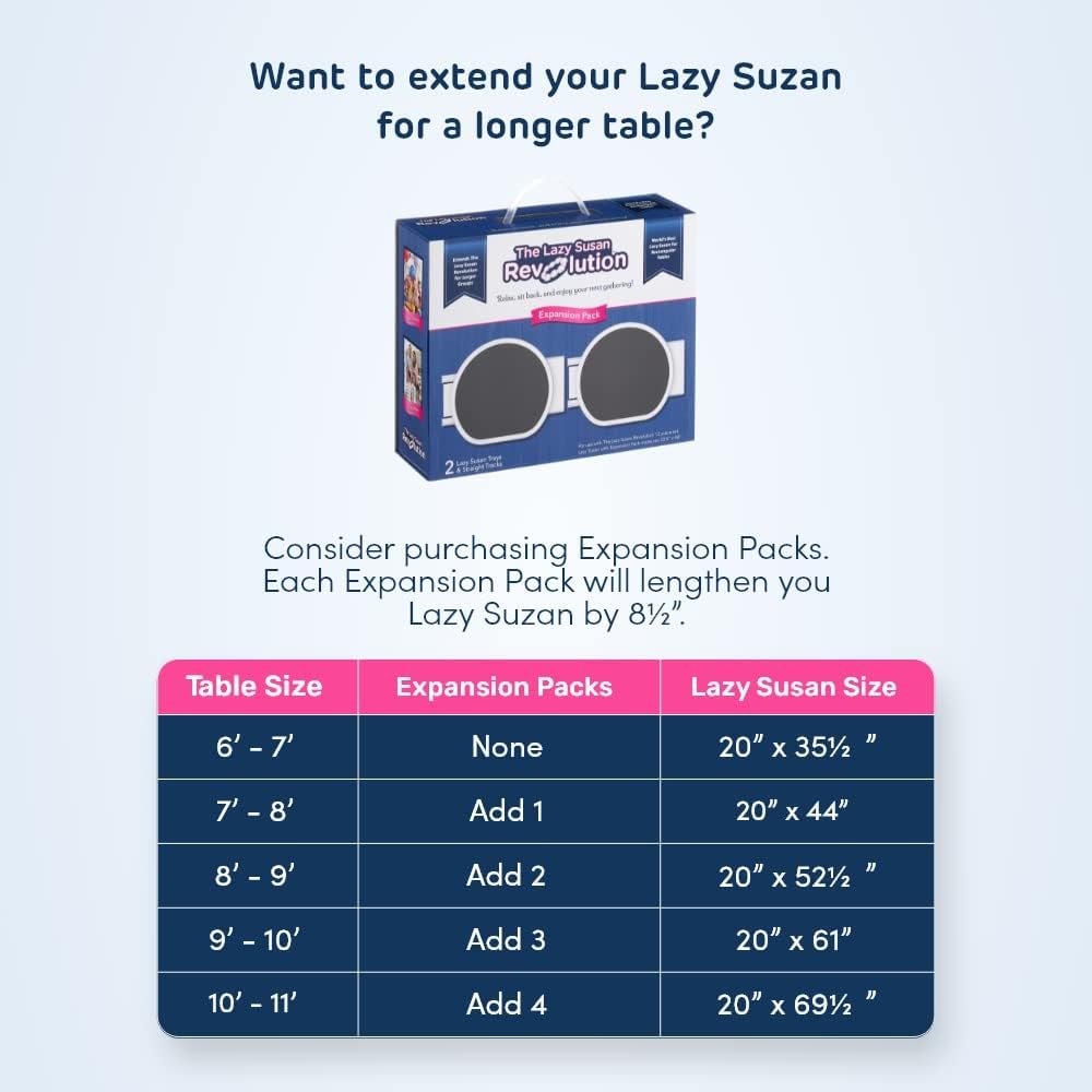 The Lazy Susan Revolution - Full Set - Dark Gray - The First Patented Lazy Susan Turntable Expandable for Rectangular & Oblong Tables - Kitchen & Dining Tables - Great Gift! Parties & Gatherings.