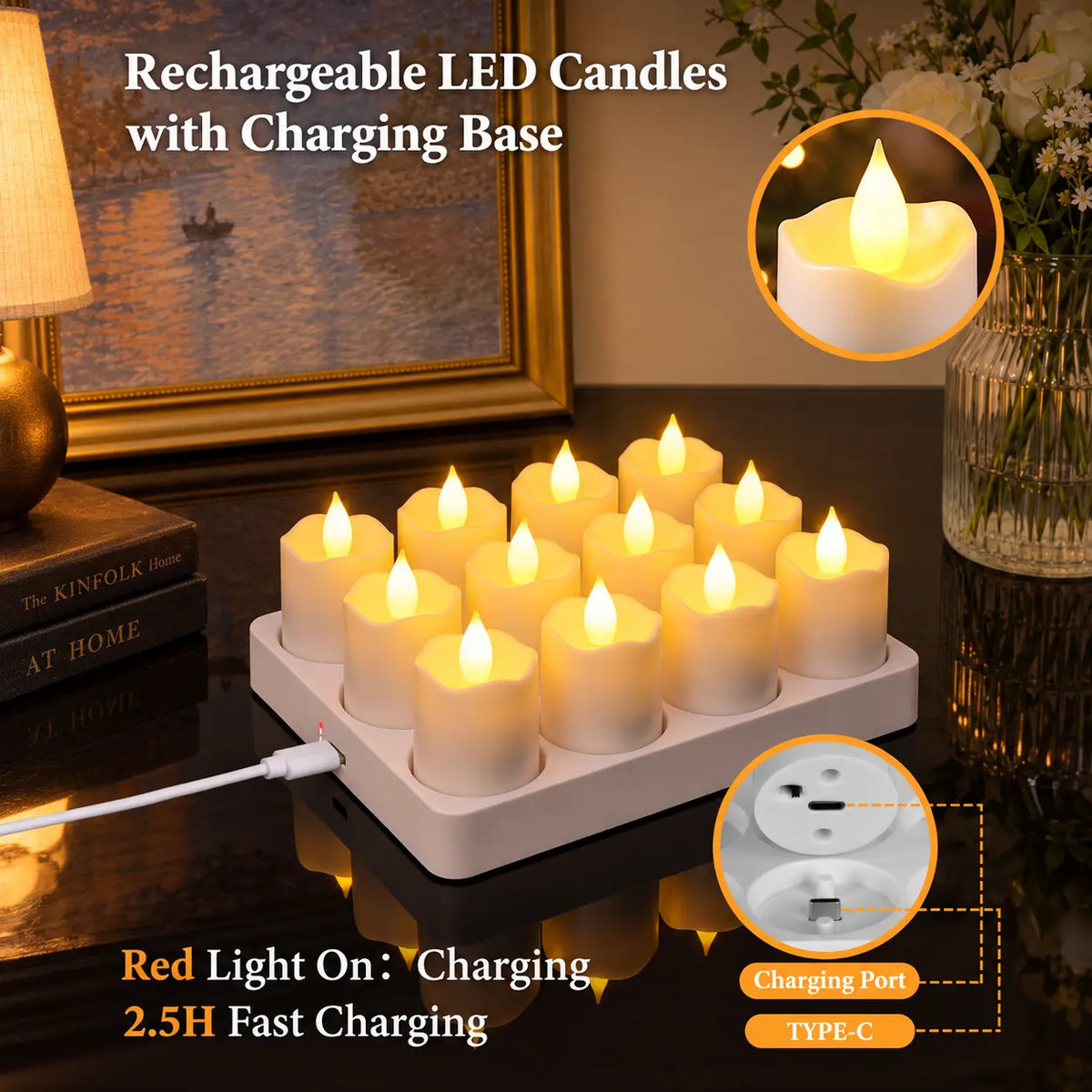 MATULSA Rechargeable LED Candles with Remote Control, Timer & Charging Base - Flameless Flicker Flame Candles for Holiday, Party, Indoor Decor, sohochic