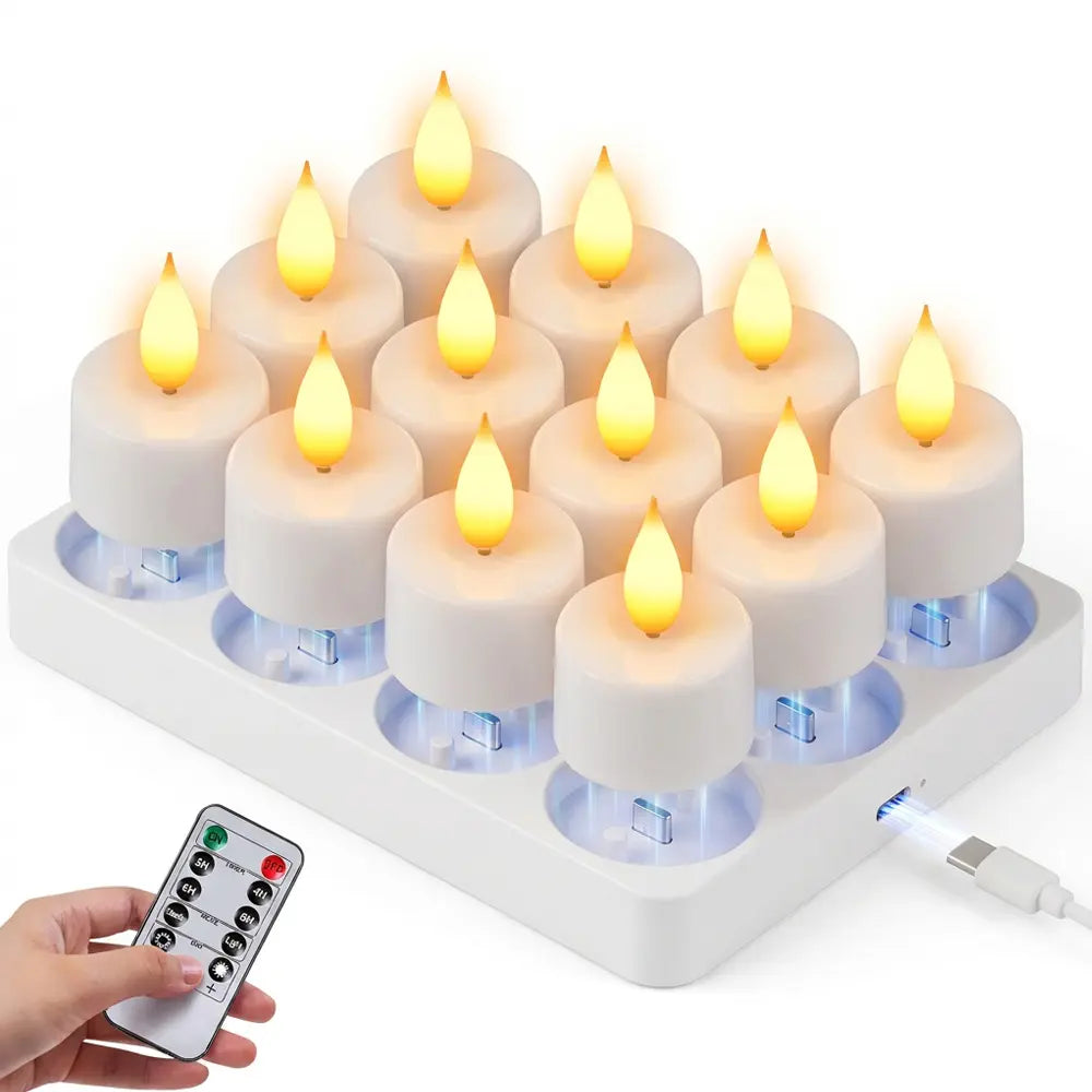 MATULSA Rechargeable LED Candles with Remote Control, Timer & Charging Base - Flameless Flicker Flame Candles for Holiday, Party, Indoor Decor, sohochic