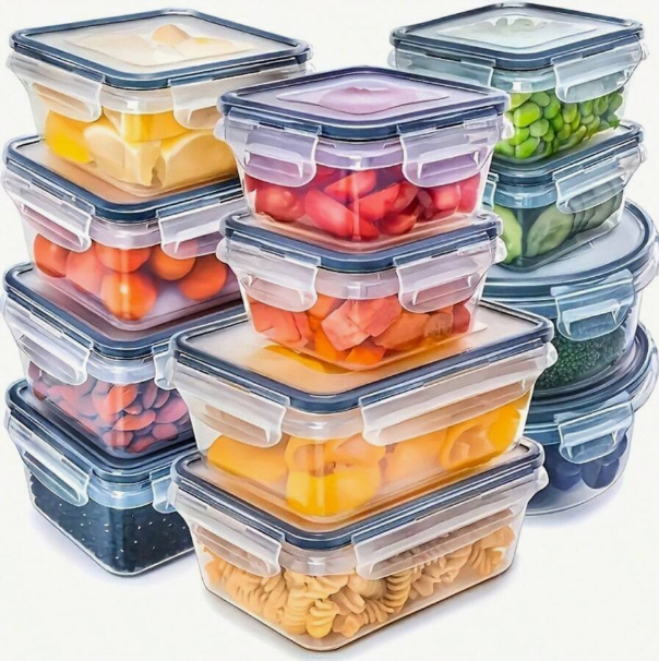 12 Set Food Storage Containers With Airtight Lids, Meal Prep Containers, Lunch Office Meal For Freezer And Dishwasher.(food-grade PP)