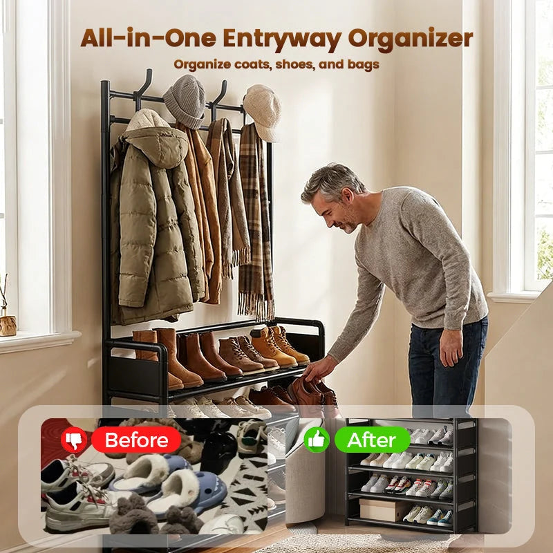 🏠Entryway Shoe & Coat Rack – Multi-functional, sturdy & space-saving ✨
