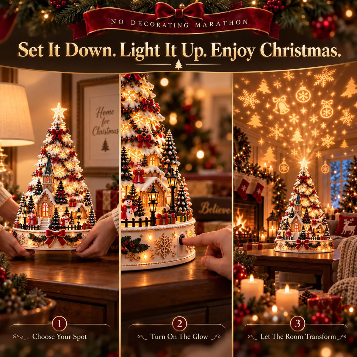 🎄Christmas Village Projection Centerpiece