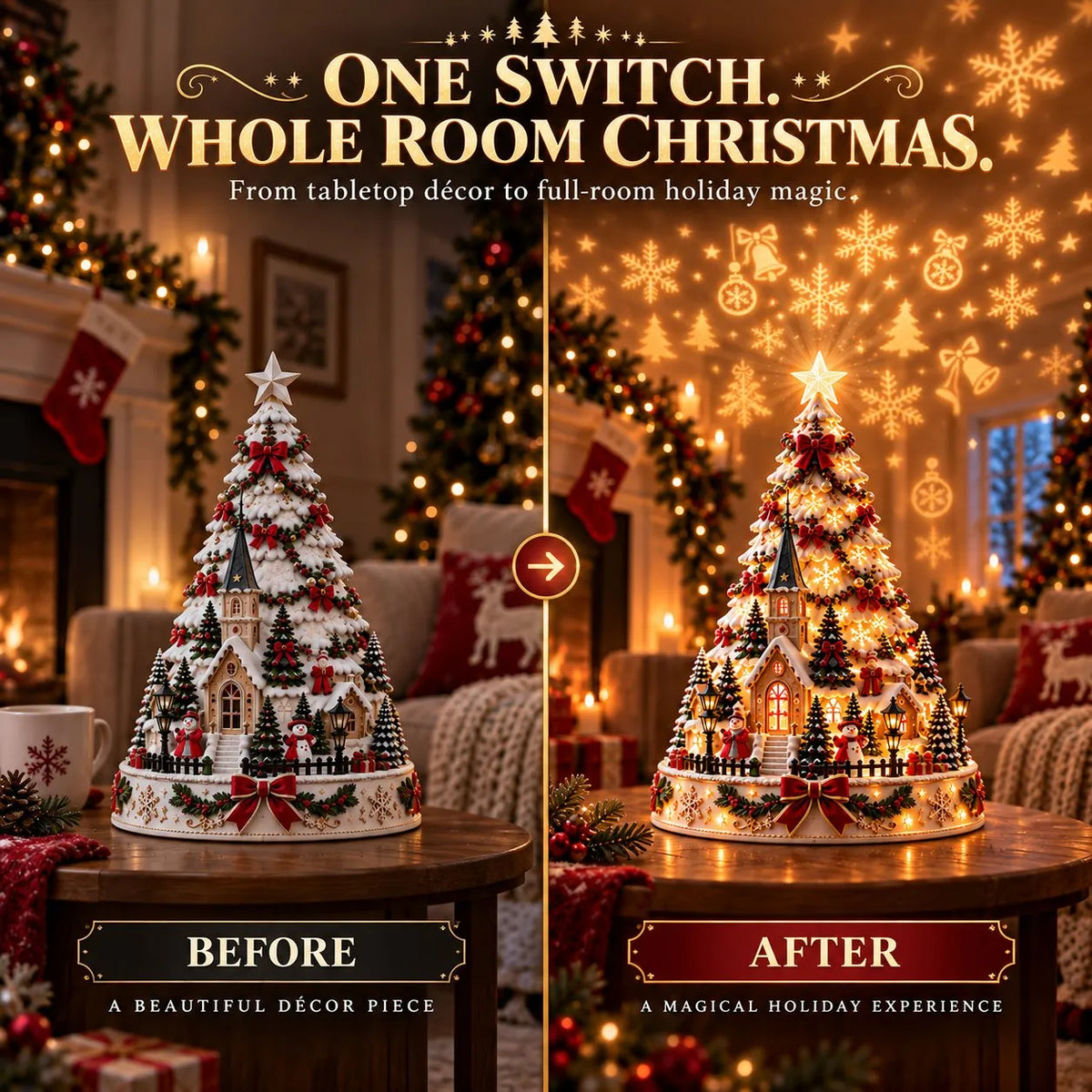 🎄Christmas Village Projection Centerpiece
