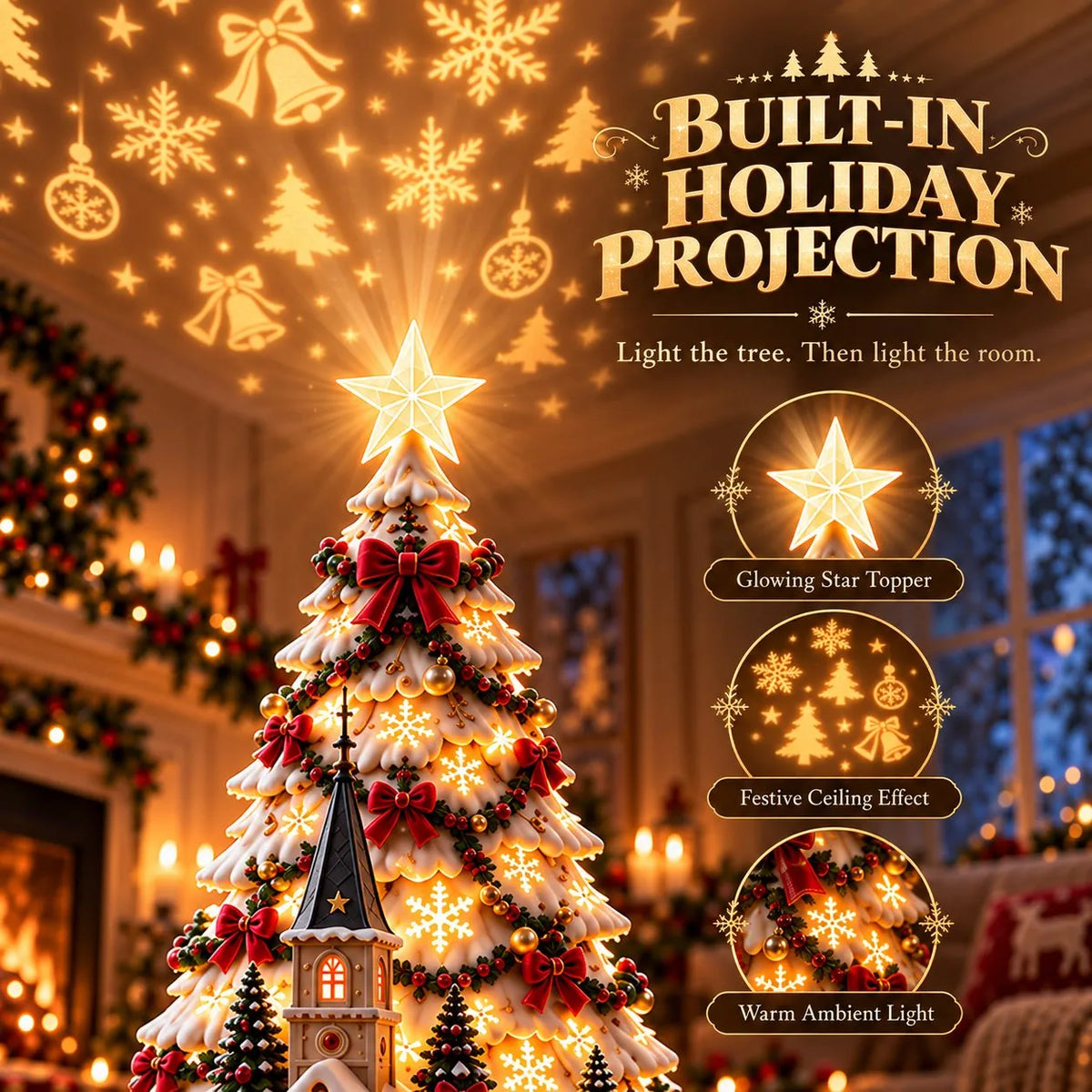 🎄Christmas Village Projection Centerpiece