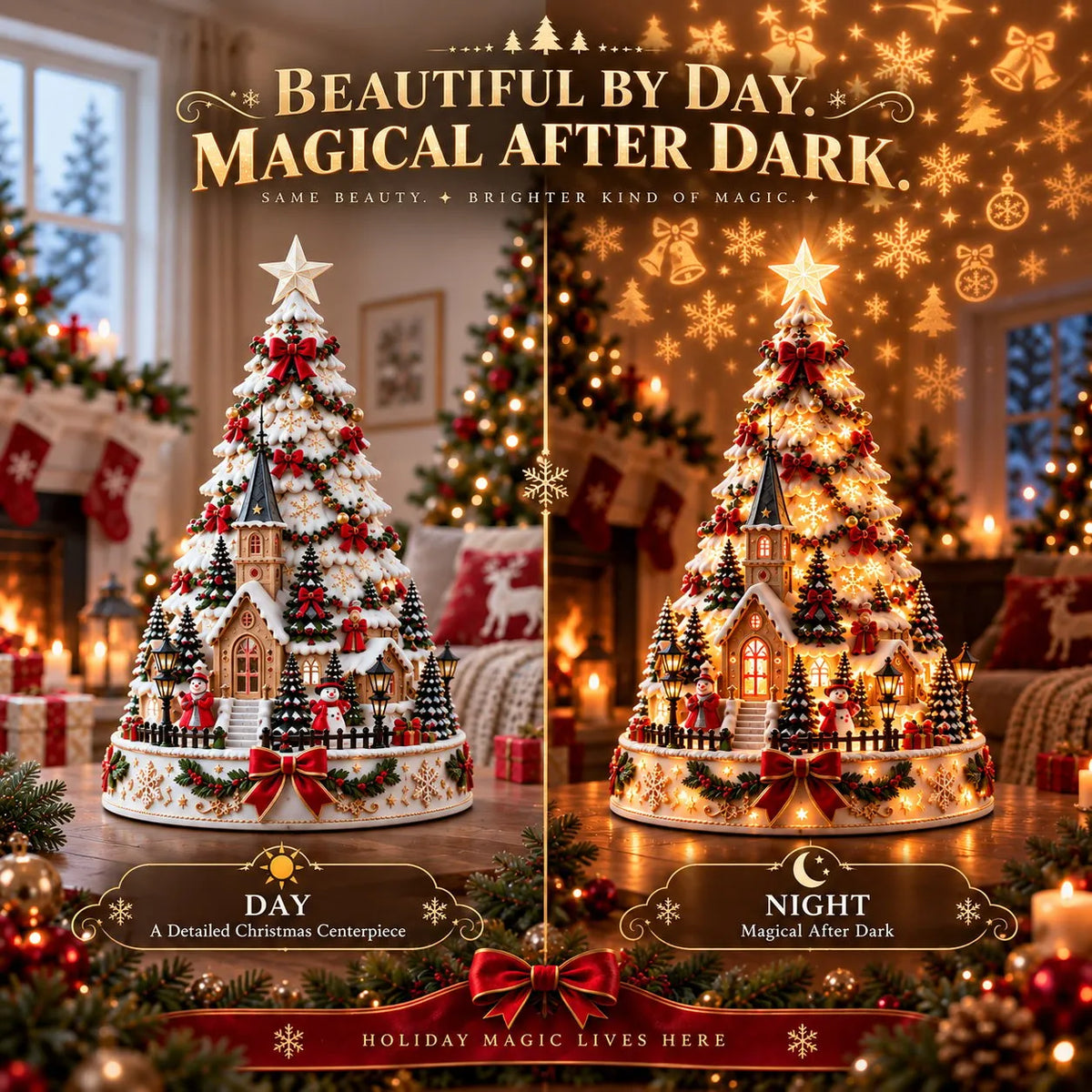 🎄Christmas Village Projection Centerpiece