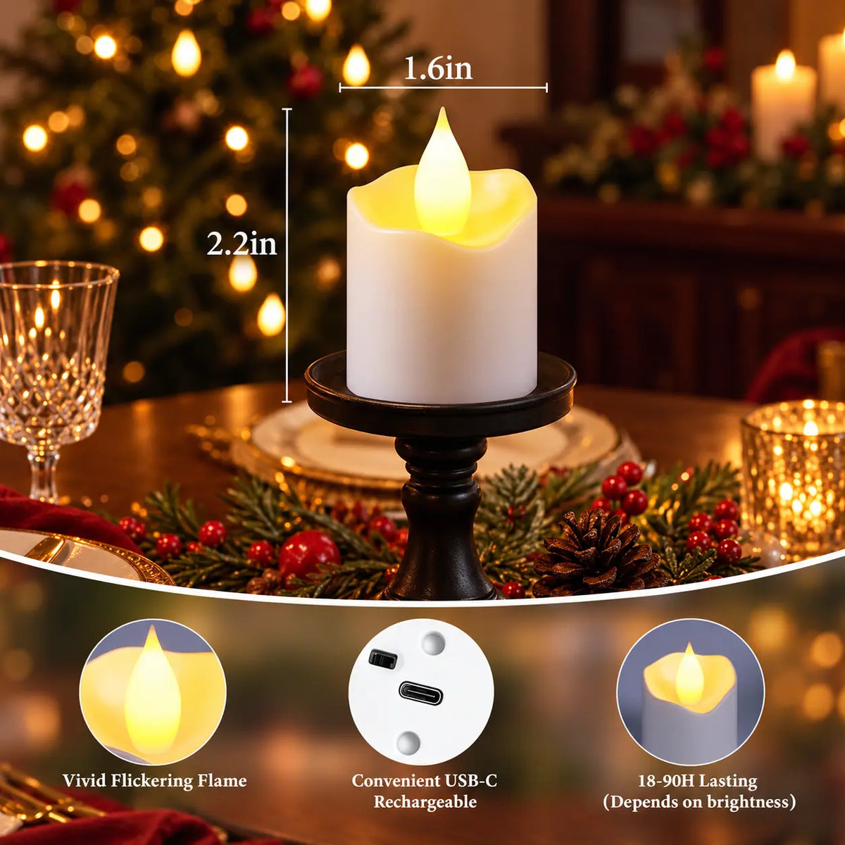 MATULSA Rechargeable LED Candles with Remote Control, Timer & Charging Base - Flameless Flicker Flame Candles for Holiday, Party, Indoor Decor, sohochic