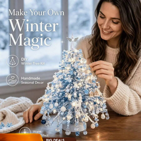 DIY Beaded Christmas Tree Kit, Hand‑Made Mini Crystal Bead Xmas Tree Craft Set, Complete Christmas Decoration Making Supplies with Beads, Angel Tree Topper, Base & Accessories, Tabletop Holiday Ornament, Fun DIY Project, Ideal Christmas Gift for Kids & Fa