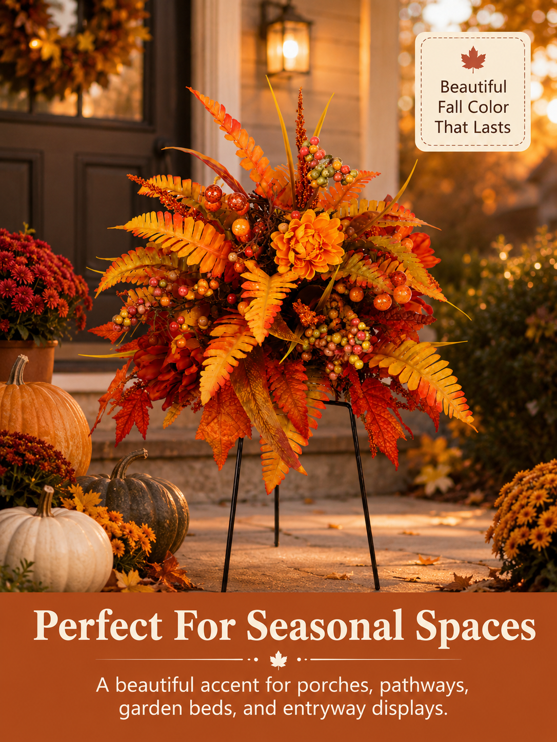 2 pcs Autumn Harvest Floral Garden Stake Arrangement