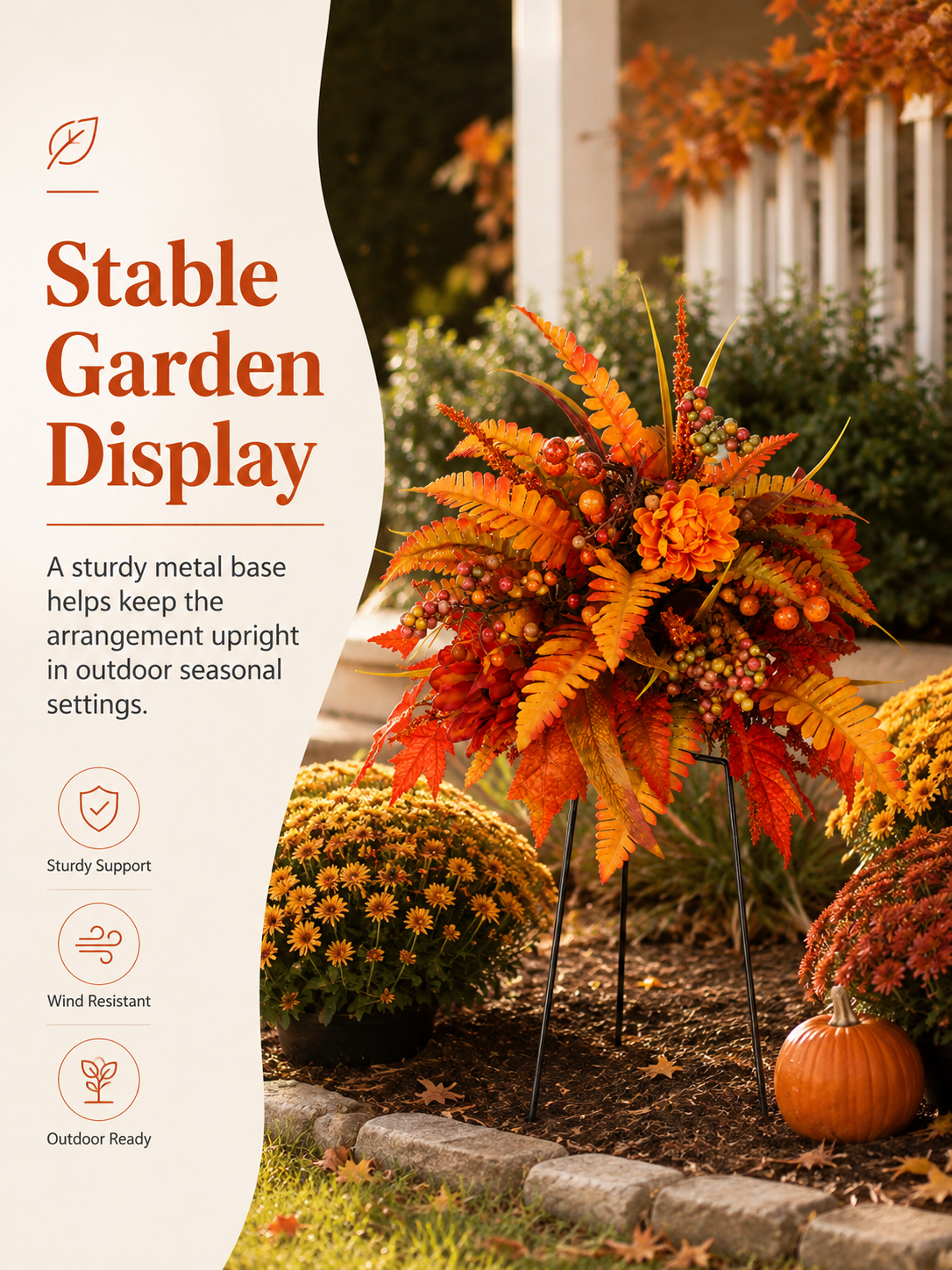 2 pcs Autumn Harvest Floral Garden Stake Arrangement