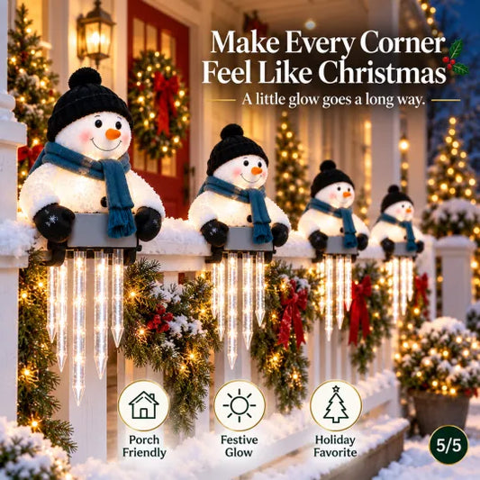 4 PCS WinterGlow Snowman Icicle Light Decor | Christmas Holiday Light